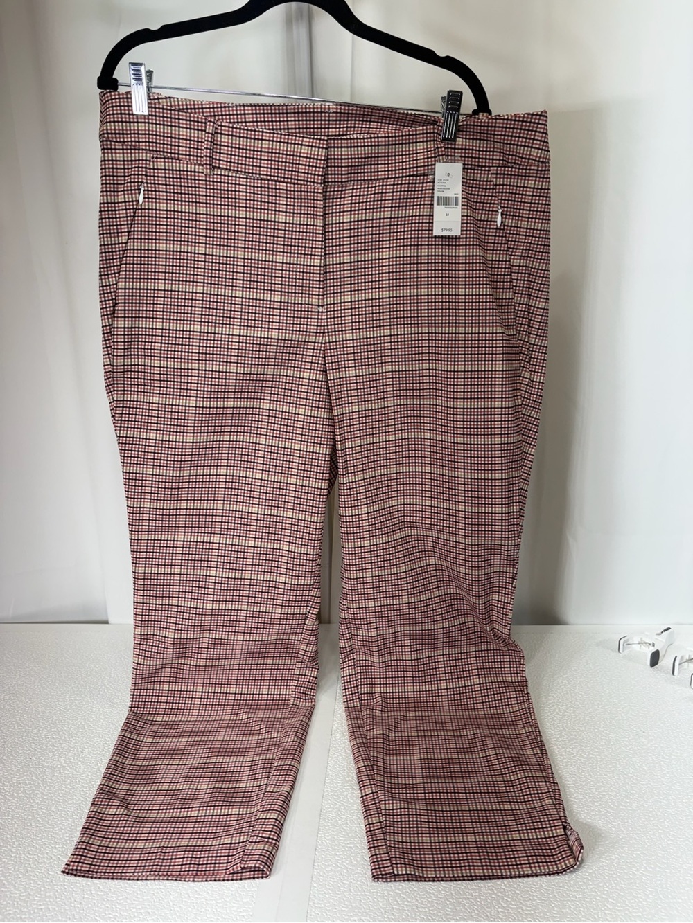 Lane Bryant Red and Black Plaid Cropped Pants 4008
